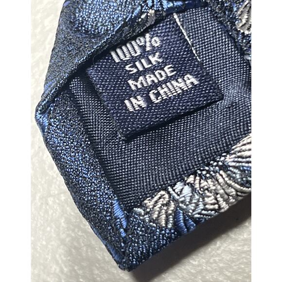 Paul Frederick Floral Print Silk Tie Mens Necktie Blue 3" x 60" - Picture 7 of 8